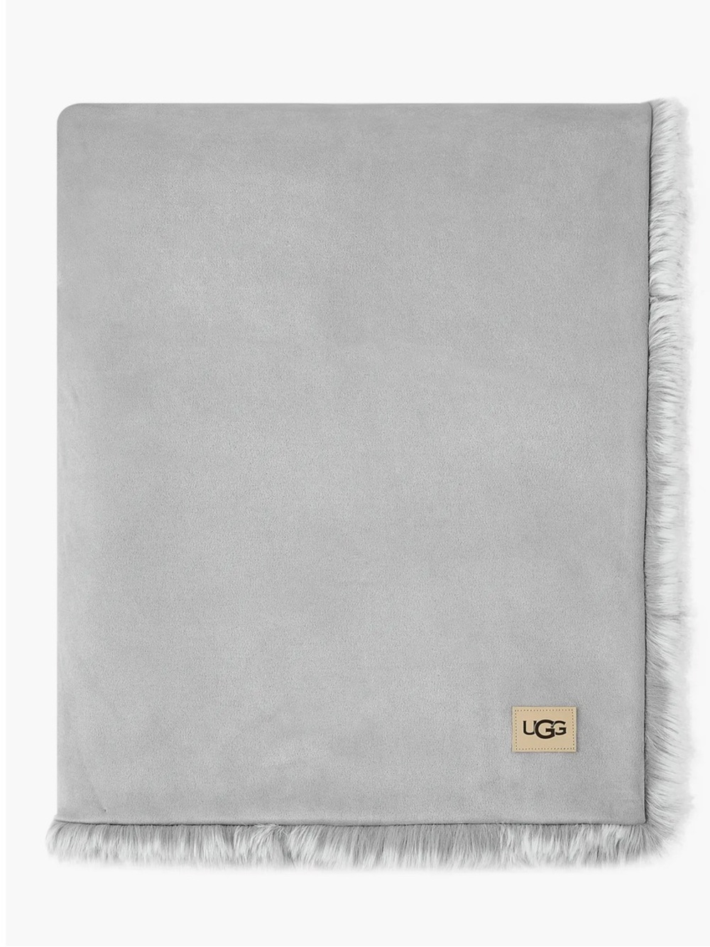 UGG Wyatt Reversible Gray White Black Throw Cozy Faux Fur Blanket 50" x 70" - Picture 3 of 10